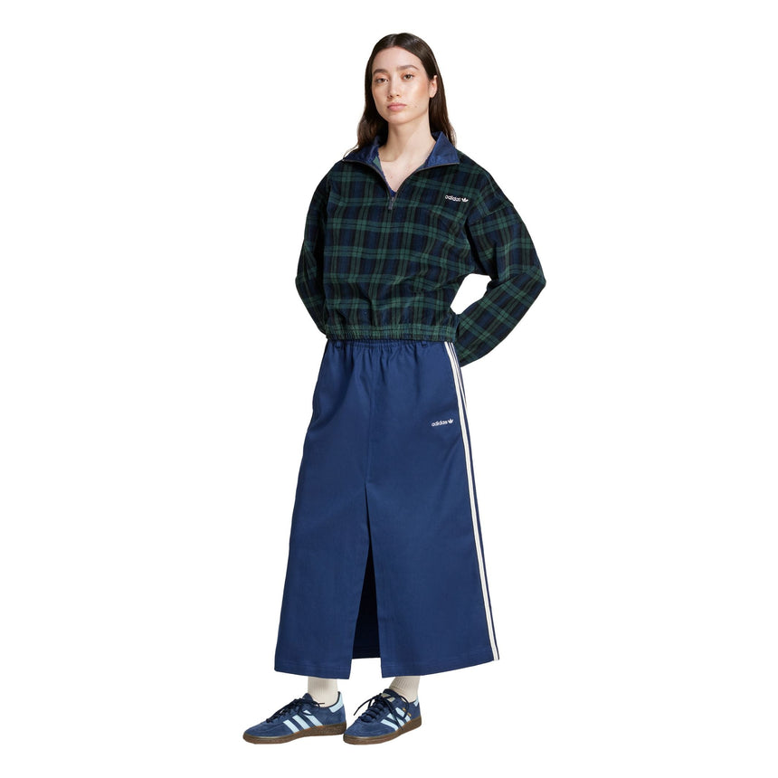 Corduroy Tartan Half Zip Women's Top