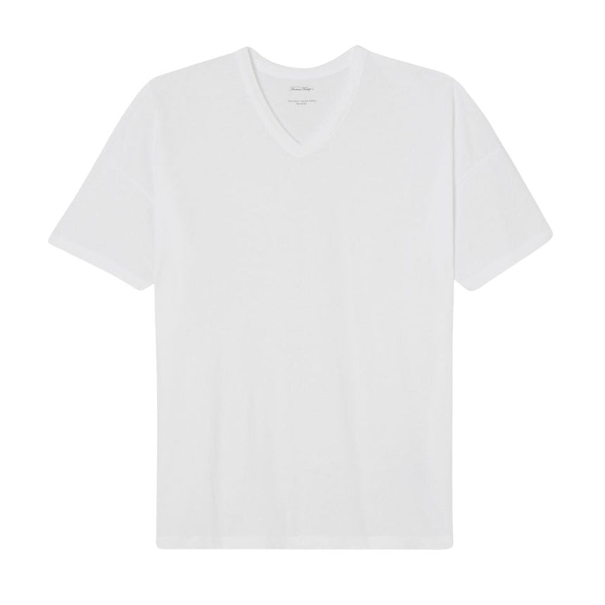 American Vintage Devon Erkek V-Neck T-Shirt Blanc