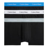 Calvin Klein Low Rise Trunk 3PK Cotton Stretch - Erkek B-Grey Heather/White/Palace Blue Wb