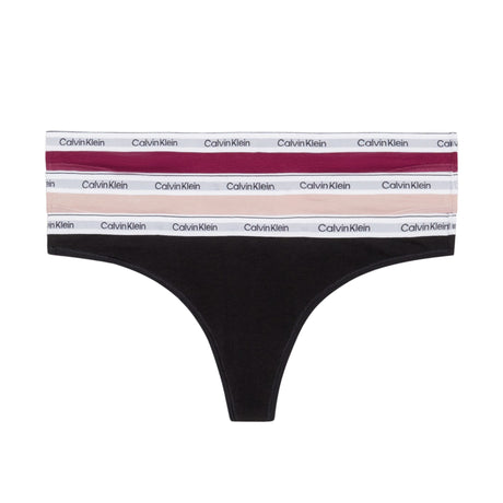 Calvin Klein Thong 3PK Modern Logo - Kadın Purple Potion/Subdued/Black