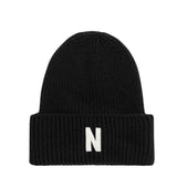 Merino Lambswool Rib N Logo Beanie