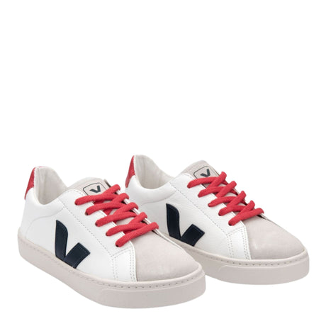 VEJA Small Esplar Laces Chromefree Leather Çocuk Sneaker Extra White/Nautico Pekin