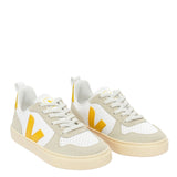 VEJA Small V-10 Laces Chromefree Leather Çocuk Sneaker Extra White/Ouro Almond